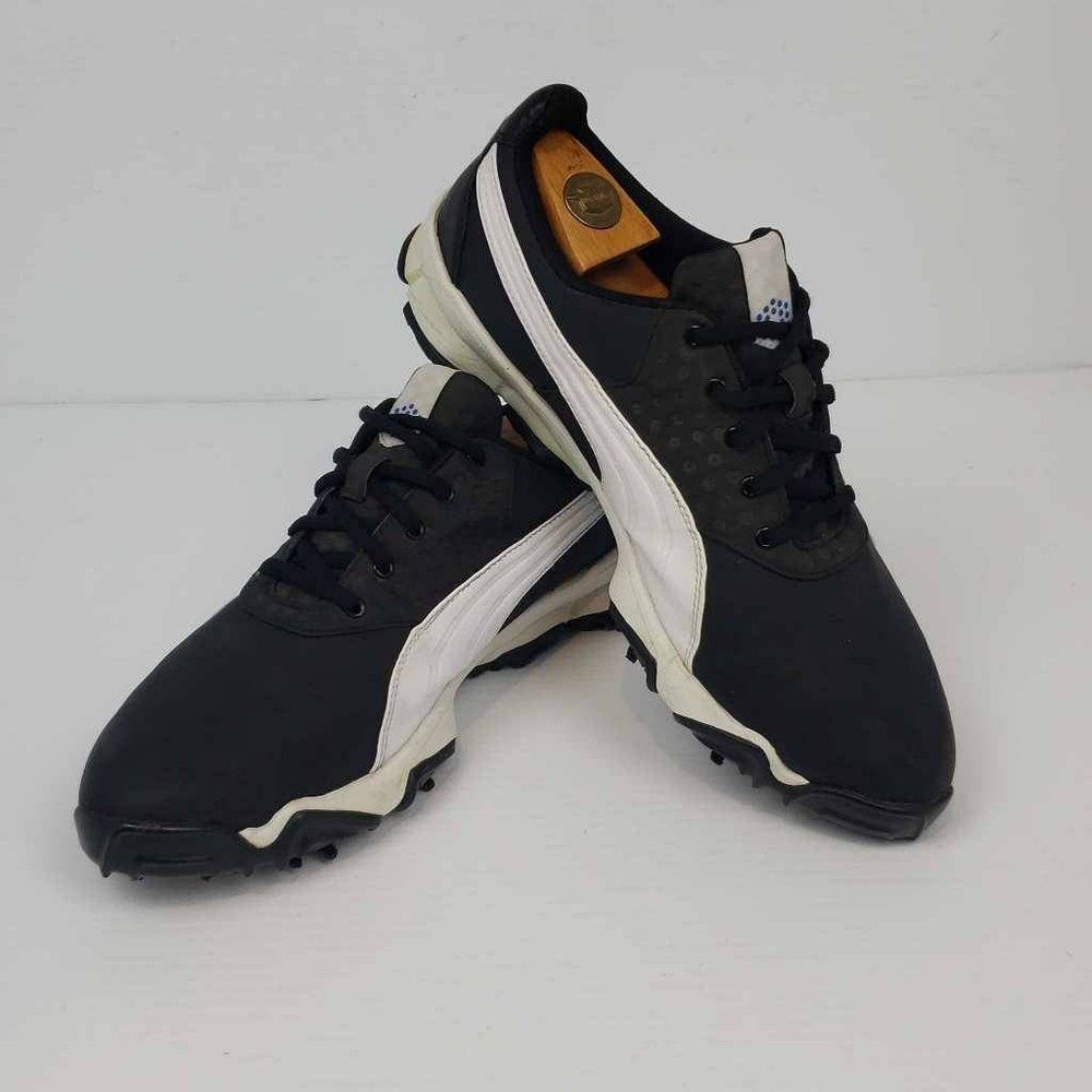 Puma Mens Golf Shoes Cleats Black White 18784502 Low Top Lace Up 9M